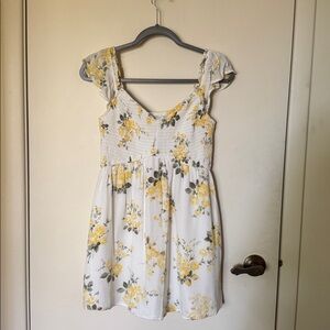 Hollister White Dress with Yellow Floral Pattern